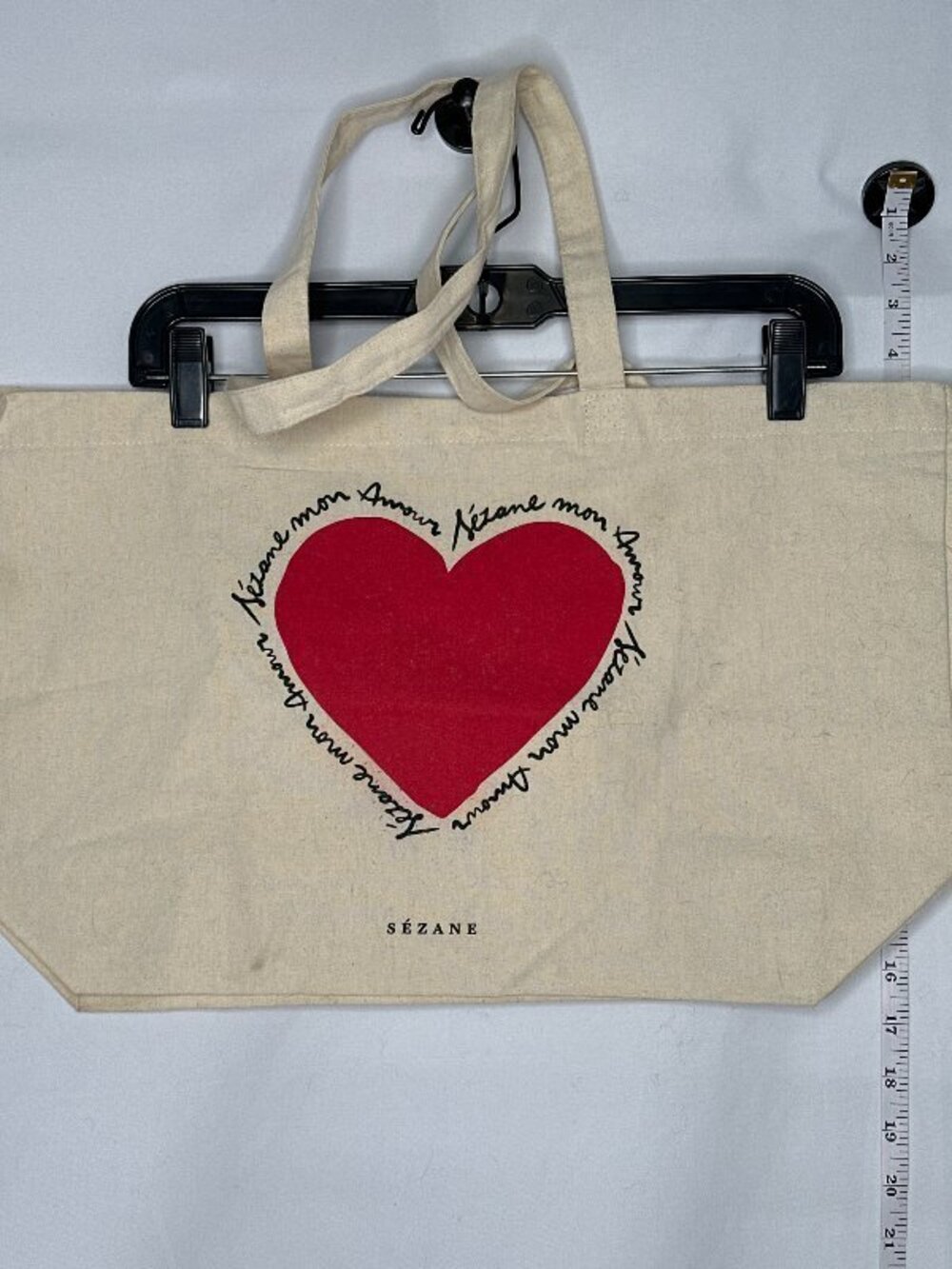 Sezane Sézane Mon Amour Heart Canvas Tote Bag One Size French Girl Style